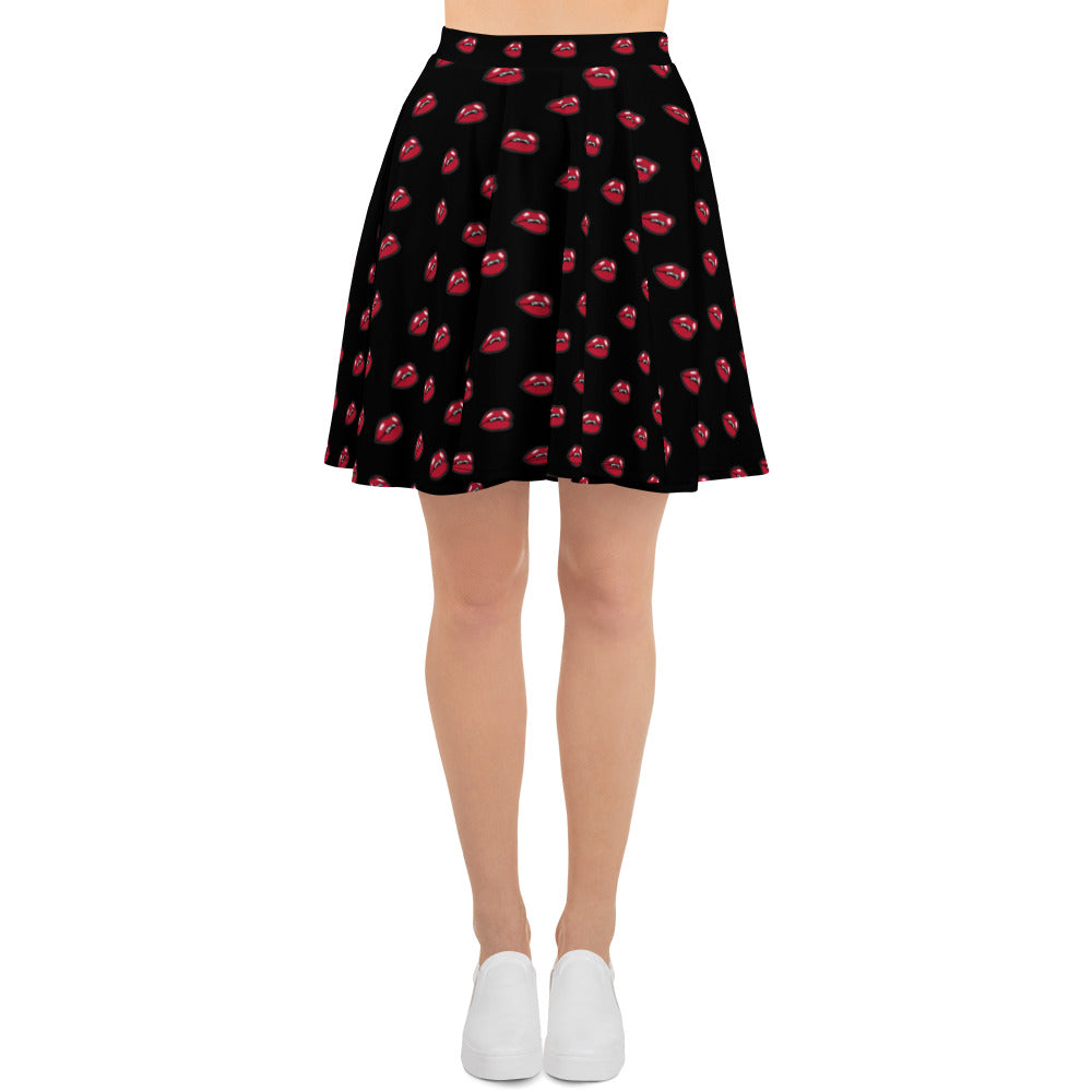 Vamp Bite Black Skater Skirt